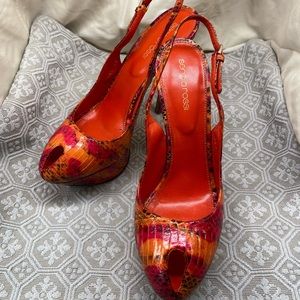 Sergio Rossi pink and orange snakeskin pumps size 39